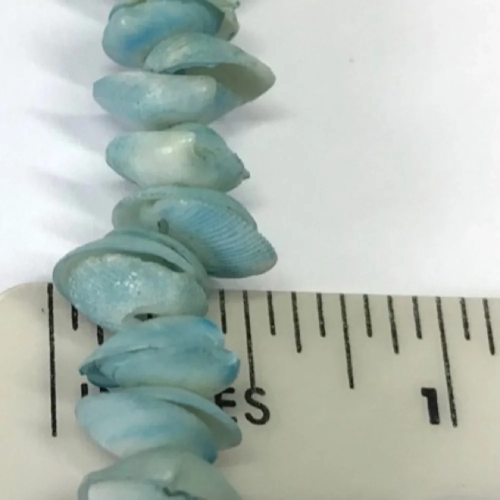 Vintage dyed rose &‎ skyblue shell & celluloid chain necklace